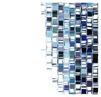 blue fragmented abstract pattern over white