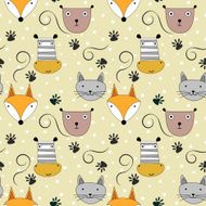 Cute animal heads seamless pattern