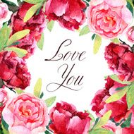 Frame with watercolor peonies