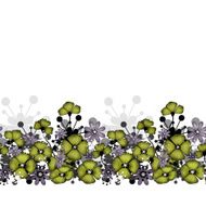Pattern of green poppies and flowers background