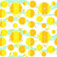 Lemons and oranged slices seamless pattern splash background