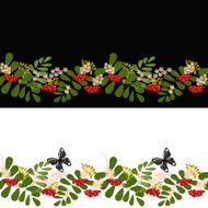 Seamless background pattern rowanberry banner