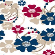 Seamless cartoon retro flowers pattern background N2