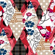 Patchwork seamless pattern checkered ornament retro background N3