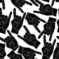 Rock on sign seamless pattern rock and roll idea