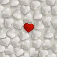 Seamless romantic white and red hearts valentines vector background