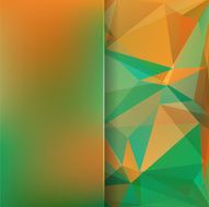 abstract background consisting of green orange triangles with matt glass