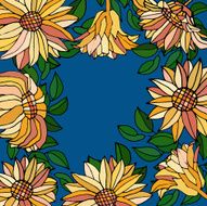 background with yellow flower and leaves