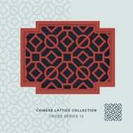 Chinese window tracery cross frame 12 square circle
