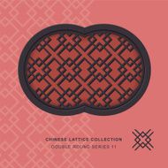 Chinese window tracery lattice double round frame 11 diamond cross
