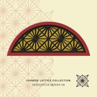 Chinese window tracery lattice semicircle frame 09 diamond flower