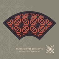 Chinese window tracery lattice fan shaped frame 09 diamond flower
