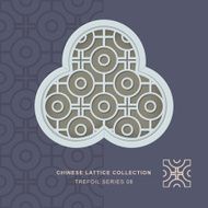 Chinese window tracery lattice trefoil frame 08 cross round