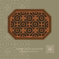 Chinese window tracery lattice polygon frame 08 cross round