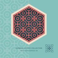 Chinese window tracery lattice hexagon frame 08 cross round