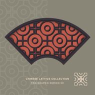 Chinese window tracery lattice fan shaped frame 08 cross round
