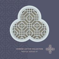 Chinese window tracery lattice trefoil frame 07 cross square
