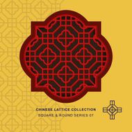 Chinese window tracery lattice square round frame 07 cross