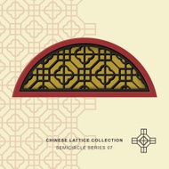 Chinese window tracery lattice semicircle frame 07 cross square