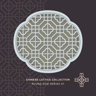 Chinese window tracery lattice round side frame 07 cross square