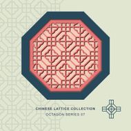 Chinese window tracery lattice octagon frame 07 cross square