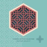Chinese window tracery lattice hexagon frame 07 cross square