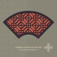Chinese window tracery lattice fan shaped frame 07 cross square
