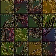 Patchwork with embroidery of paisley ornament