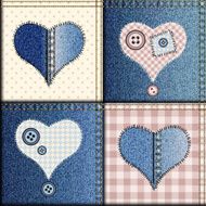 Jeans patchwork with applique of hearts N2