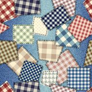 Patchwork on denim fabric