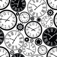 Clock`s seamless pattern Black and white texture of time N2