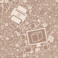 vector background of the three d printer icons N4