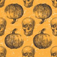 seamless pattern with pumpkin and skull