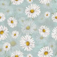 Chamomile pattern on blue grange background