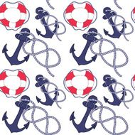 Anchor Marine Ship Lifebuoy Seamless Pattern