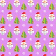 Cute pattern with Santa Claus and Fir-tree