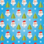 Cute pattern with Santa Claus and Fir-tree N2