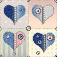 Patchwork with denim hearts