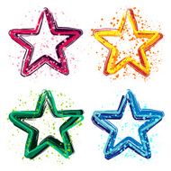 Set of grunge colorful stars vector illustration