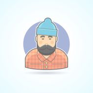 Lumberjack man with beard hipster woodman icon Avatar and person