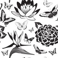 Seamless pattern with flofers and butterflies