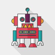 vintage robot flat icon with long shadow eps 10 N12