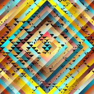 Grunge black triangles pattern on yellow symmetric background
