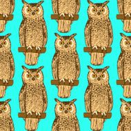 Sketch owl in vintage style