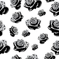 Seamless pattern black white flowers roses N2