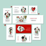 Couple in love kissing cards for your design