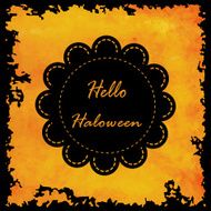 Black circle banner on light yellow orange vintage halloween bac