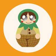 Matryoshka Russian traditional wooden doll vector pattern el N3