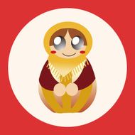 Matryoshka Russian traditional wooden doll vector pattern el N4