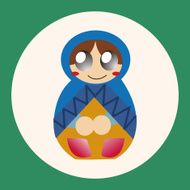 Matryoshka Russian traditional wooden doll vector pattern el N5